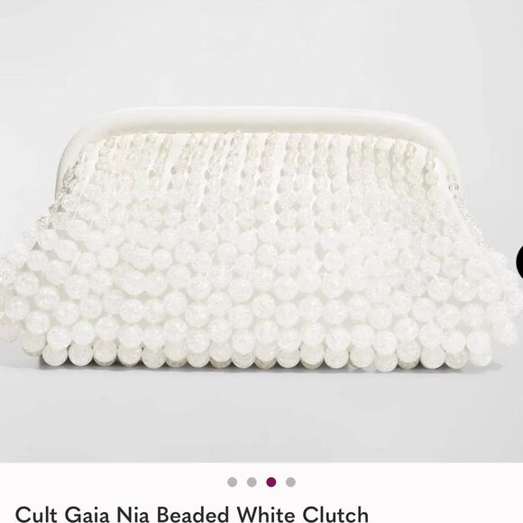 NWOT cult Gaia White Beaded Clutch - Picture 3 of 16